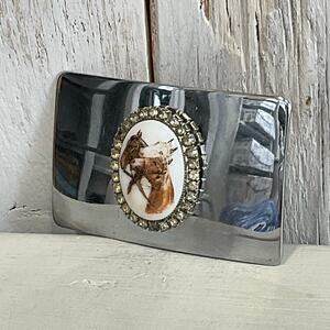 Three Horses Equestrian Western Belt Buckle Vintage USA Rodeo Cowboy Horse Lover